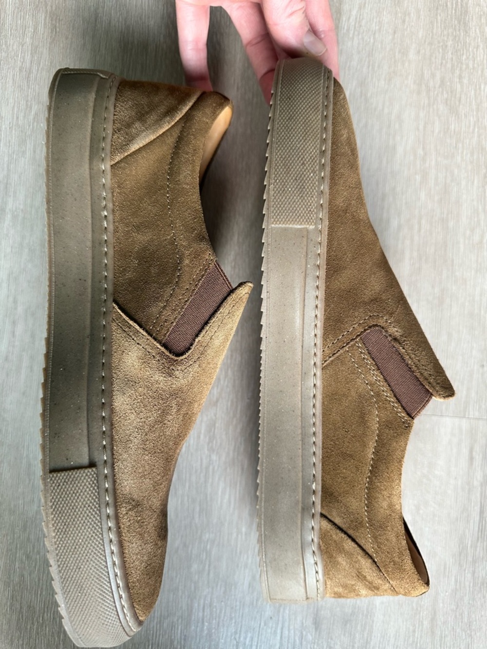 Mr P brown suede slip on shoes